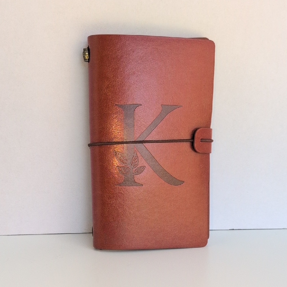 Brown Leather Journal with Monogram K